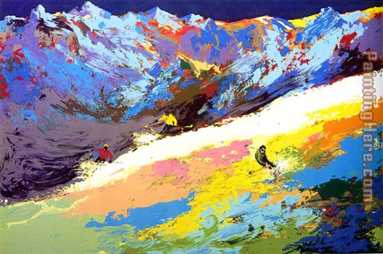 High Altitude Skiing painting - Leroy Neiman High Altitude Skiing art painting